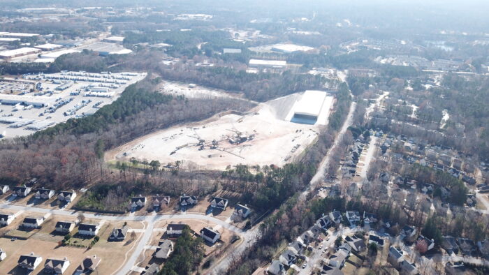 A drone shot of the Metro Green facility in close proximity to hundreds of homes.